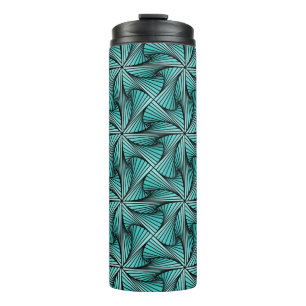 Graphic Geometric 3D Spiral Twist Turquoise Green Thermal Tumbler