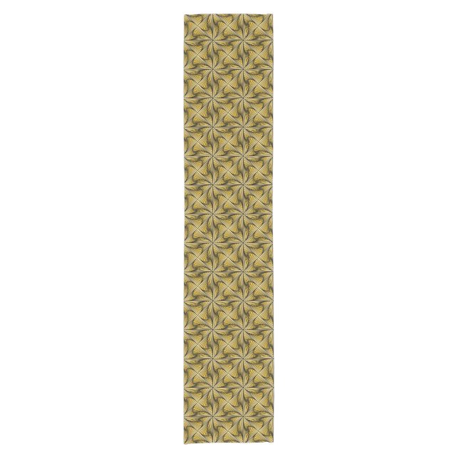 Graphic Geometric 3D Spiral Twist Yellow Short Table Runner (Front)