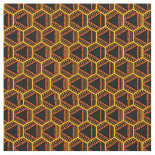 Graphic Geometric Pattern Abstract Black Yellow Fabric