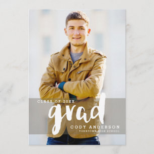 Graphic Grad Modern Brush Lettered Graduation Invitation