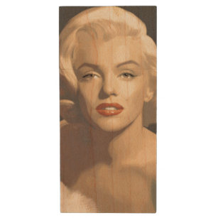 Graphic Grey Marilyn Wood USB Flash Drive