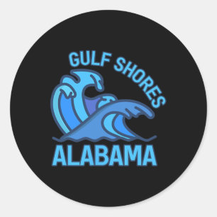 Graphic Gulf Shores Alabama Pocket Wave Souvenir  Classic Round Sticker