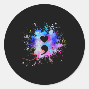 Graphic Heart Semicolon Symbol Classic Round Sticker