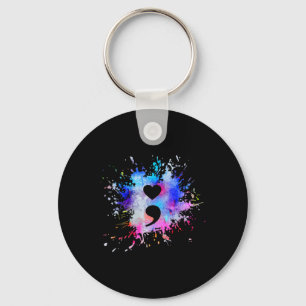 Graphic Heart Semicolon Symbol  Key Ring