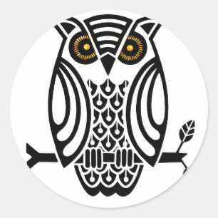 Graphic Hoot Owl Classic Round Sticker