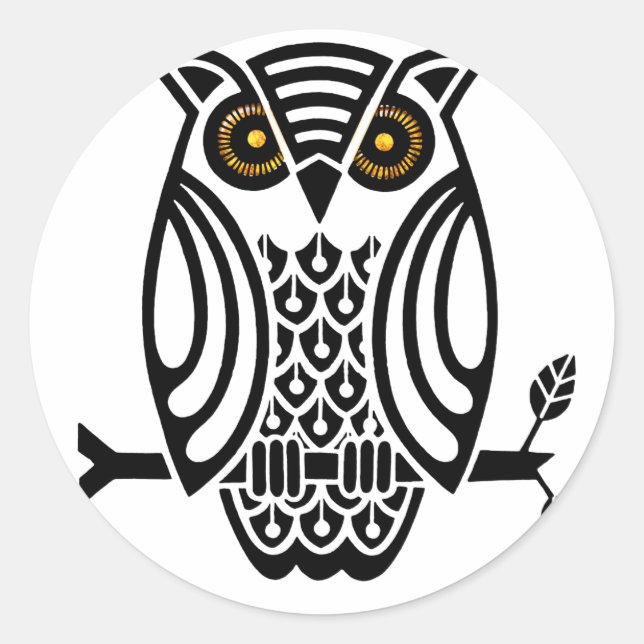 Graphic Hoot Owl Classic Round Sticker (Front)