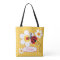 Graphic ladybug flowers girls name tote bag