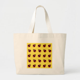 Graphic Ladybug Retro Yellow Large Tote Bag