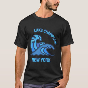 Graphic Lake Champlain New York Pocket Wave Souven T-Shirt
