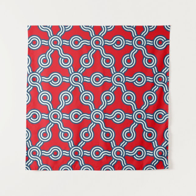 graphic lattice seamless pattern with hexagons gri tapestry (Front)