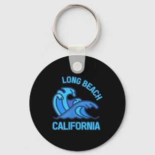 Graphic Long Beach California Pocket Wave Souvenir Key Ring