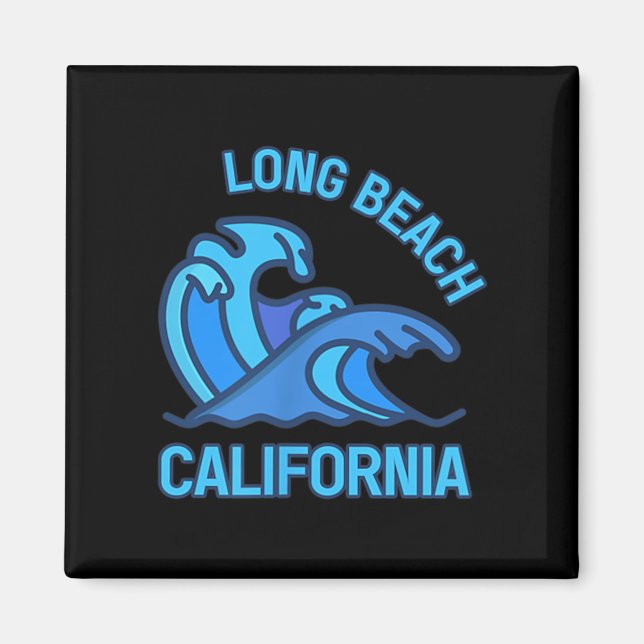 Graphic Long Beach California Pocket Wave Souvenir Magnet (Front)