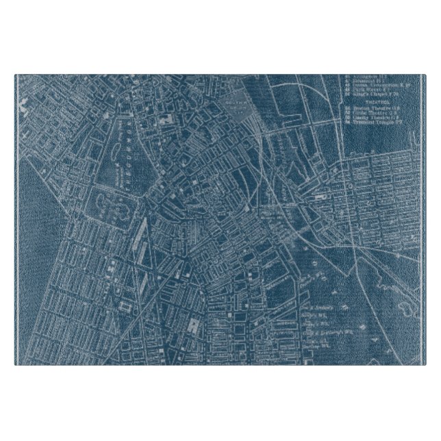 Graphic Map of Boston Cutting Board (Front)