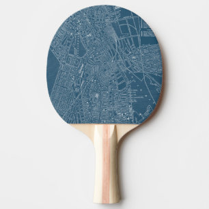 Graphic Map of Boston Ping Pong Paddle