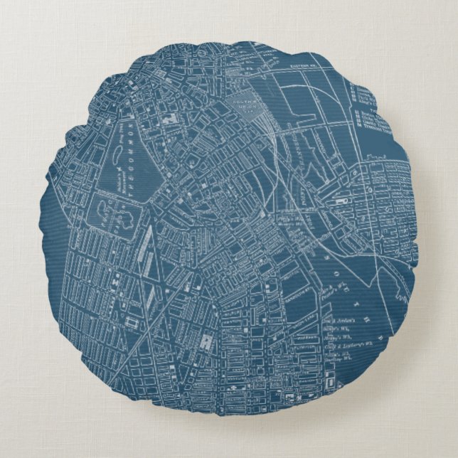 Graphic Map of Boston Round Cushion (Front)