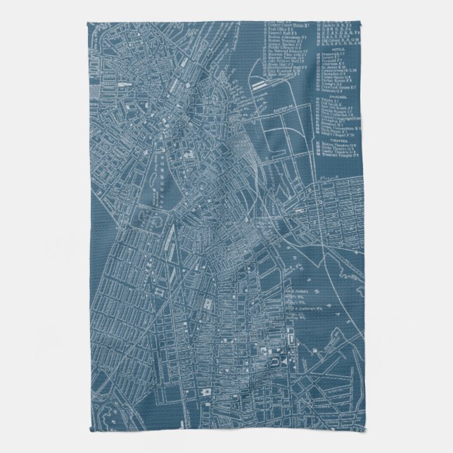 Graphic Map of Boston Tea Towel (Vertical)