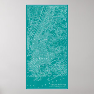 Graphic Map of New York Poster