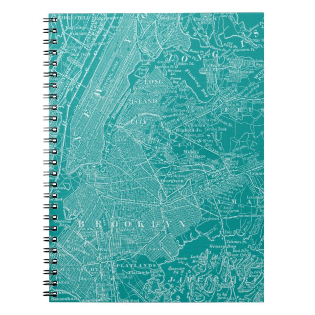 Graphic Map of New York Spiral Notebook (Front)