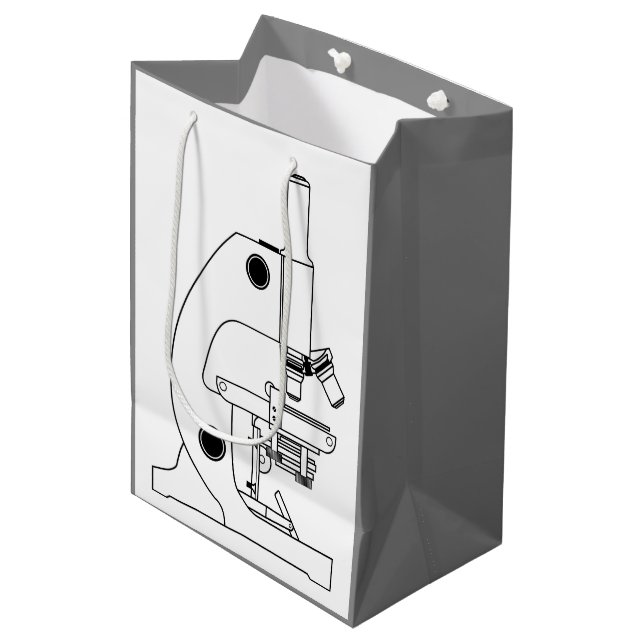 GRAPHIC MICROSCOPE ILLUSTRATION IN BLACK AND WHITE MEDIUM GIFT BAG (Front Angled)