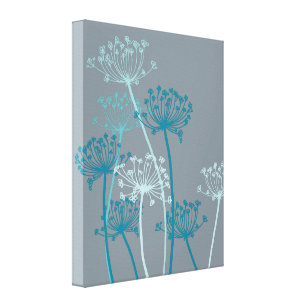 Graphic modern flower blue grey canvas print