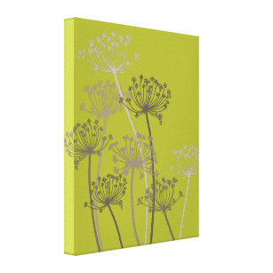 Graphic modern flower chervil green canvas print