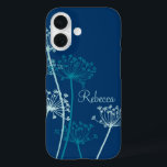 Graphic modern flower chervil name ipad case<br><div class="desc">Cute contemporary floral ipad case in pretty blue, aqua teal hues. Modern flower drawing in the style of cows parsley Anthriscus sylvestris, also known as wild chervil, wild beaked parsley, keck, or Queen Anne's lace. Customise with the name of your choice. Example reads Rebecca. Original design and drawing by Sarah...</div>