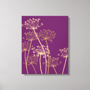 Graphic modern flower chervil purple canvas print