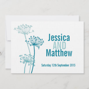 Graphic modern flower cows parsley wedding invite
