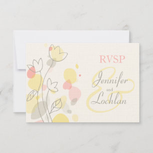 Graphic modern flower petals formal wedding RSVP