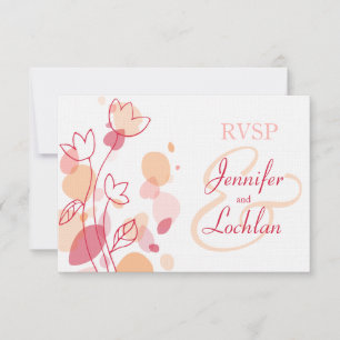 Graphic modern flower petals formal wedding RSVP Card