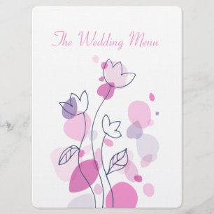 Graphic modern flower petals wedding dinner menu