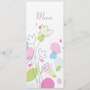 Graphic modern flower petals wedding dinner menu