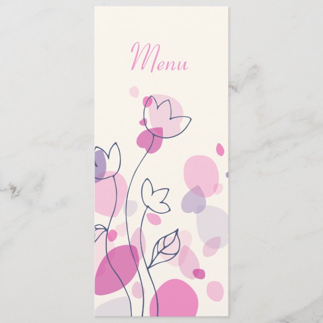 Graphic modern flower petals wedding dinner menu (Front)