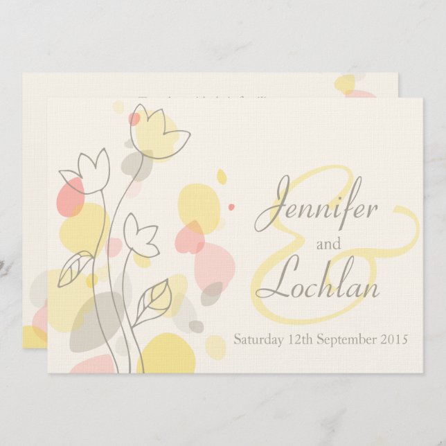 Graphic modern flower petals wedding invites (Front/Back)