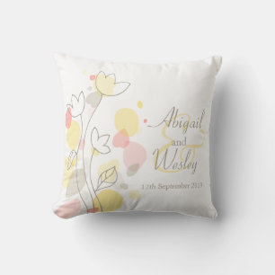 Graphic modern flower petals wedding pillow