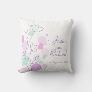Graphic modern flower petals wedding pillow