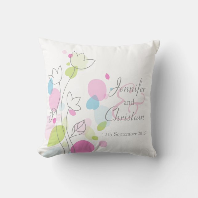 Graphic modern flower petals wedding pillow (Front)
