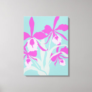 Graphic modern flower purple aqua orchid print
