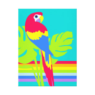 Graphic modern macaw tropical rainbow canvas print