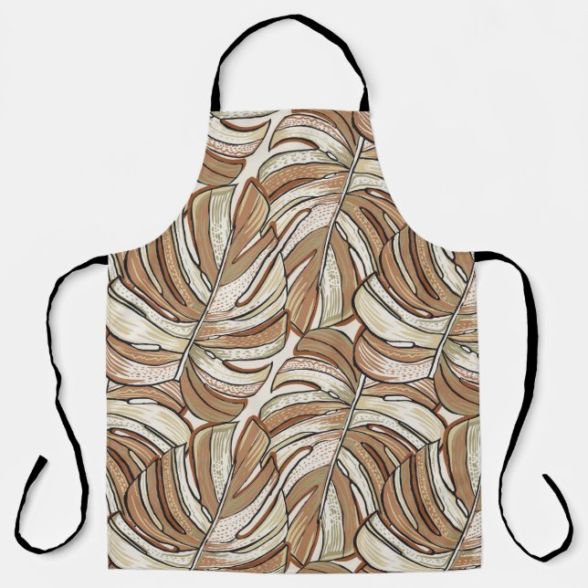 Graphic Monstera Leaves Tropical Design Apron (Front)