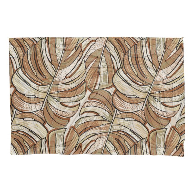 Graphic Monstera Leaves Tropical Design Pillowcase (Front)