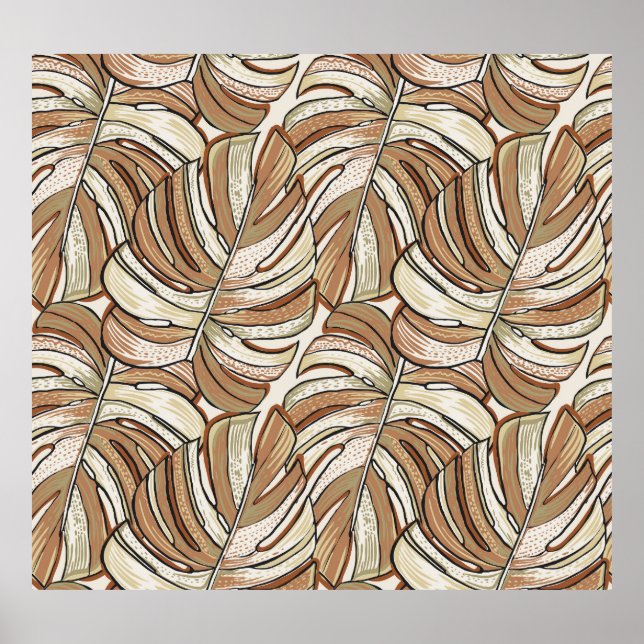 Graphic Monstera Leaves Tropical Design Poster (Front)