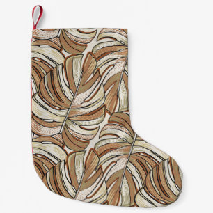 Graphic Monstera Leaves Tropical Design Small Christmas Stocking