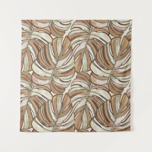 Graphic Monstera Leaves Tropical Design Tapestry