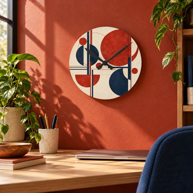 Graphic Noon Wall Clock (8 inch acrylic clock with black hands. Flat printed design. Styled scene; props not included.)
