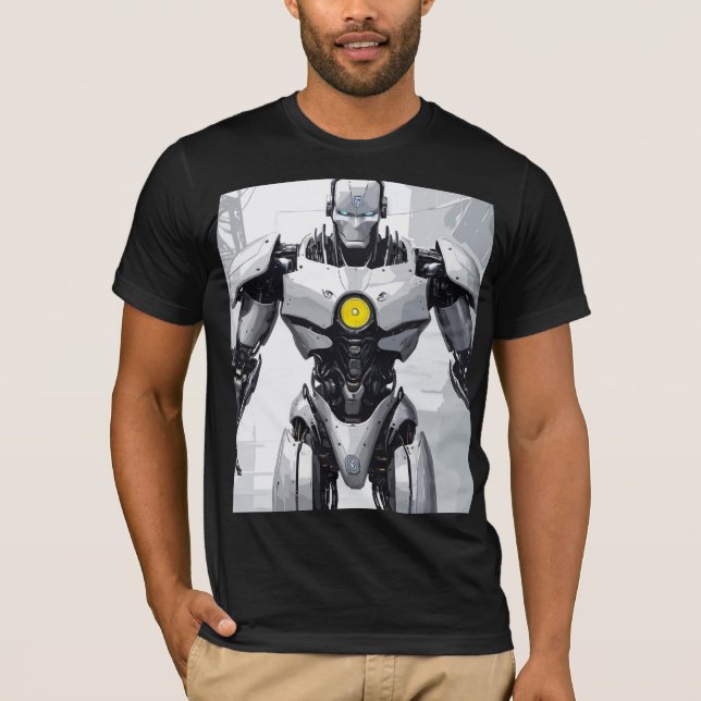 Graphic Novel Cyborg White Armored Mecha T-Shirt (Front)