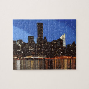 Graphic of the skyline of New York at night Jigsaw Puzzle