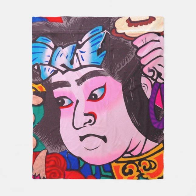 Graphic on Japanese Traditional Kiteart,kite,samur Fleece Blanket (Front)