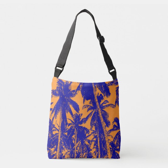 Graphic Palm Trees Design Crossbody Bag (Front)