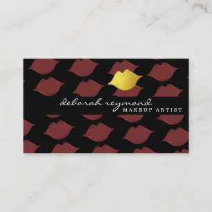 graphic pattern of lips beauty makeup business card